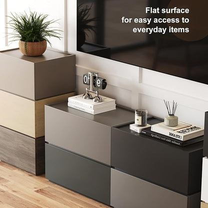 Stackable Storage Drawers, Wooden Drawer Storage Organizer, Modern Nightstands with Wooden Drawers, Small Storage Cabinet, Modular Design, Available in 2 Sizes for Versatile Use Grey Large