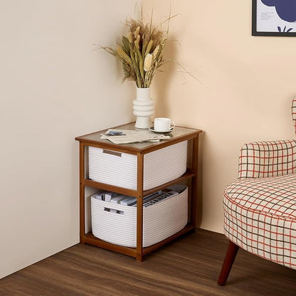 Large Storage Baskets for Shelves, Closet Organizers Bins for Clothes Blanket Towels, Baby Nursery, Toy Baskets Box, Woven Rope Baskets, 17 x 13 x 7.5”, 3 Packs Off White