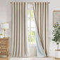 Lazzzy Blackout Curtains Thermal Insulated Curtains Room Window Drapes Super Soft Luxury Curtains for Living Room Bedroom Rod Pocket 2 Panels, 96 Inch Lined | Beige