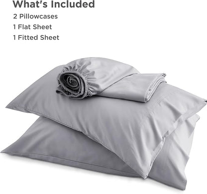 Bedsure King Size Sheet Set, Cooling Sheets, Rayon Derived from Bamboo, Deep Pocket Up to 16", Breathable & Soft, Bed Sheets, Hotel Luxury Silky Bedding for Hot Sleepers, Silver Grey