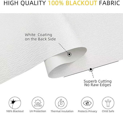 ChrisDowa Cordless Blackout Roller Shades for Windows, Striped Free-Stop Window Blinds with Privacy, Thermal Insulated Window Shades for Home, Office and Door. White, 59" W x 72" H