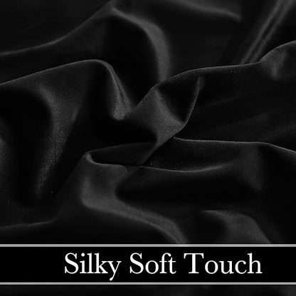 RYB HOME Velvet Curtains 120 inches - Blackout Heavy Duty Curtains Soft Luxury Back Tap Window Covering Privacy Blinds for Kids Room Bathroom Bedroom, Black, W52 x L120 inches, 2 Panels