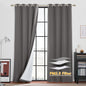 RYB HOME Noise Reducing Barrier for Bedroom, Totally Blackout Drapes Energy Smart Window Treatment Anti Dust Divider Curtains PM2.5 Pollen Smog Filtering, Grey, W52 x L72 inch, 2 Panel