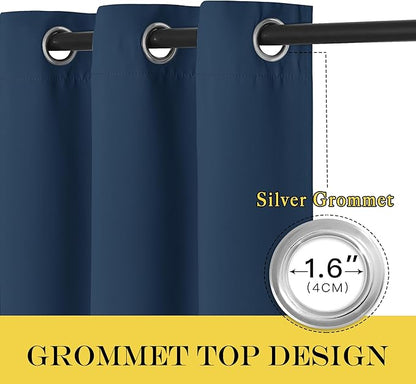 NICETOWN Blackout Curtain Drape 72 inch Long - Grommet Noise Reducing Thermal Insulated Modern Window Treatments for Bedroom Living Room (1 Panel, 52 x 72 Inch, Moroccan Blue)