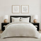 EVERGRACE Velvet Quilt Set Queen Size, Luxurious Soft Striped Channel Bedding Set, Lightweight Velvet Comforter for All Season, Oversized Bedspread Coverlet with 2 Matching Shams, Ivory White