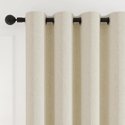 Blackout Curtains 72 inch Length 2 Panels Set for Dining Room Master Room, Thick Soft Linen-Look Textured Full Light Blocking Room Darkening Thermal Insulated Drapes (W52xL72, Cream)