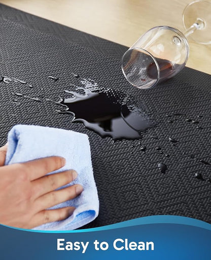 Ophanie Anti Fatigue Cushioned Mat, 3/4 inch Thick, 20x48 Kitchen Mats for Floor, Kitchen Rugs, Waterproof, Comfort Ergonomic Standing Mat for Office, Home, Standing, Black Non-Slip Ridged Bottom