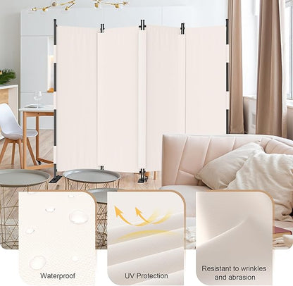 Room Divider, 4 Panel Upgraded Folding Privacy Screen, 88” Highly Secretive Separation with 3 Metal Feet, Partition Screen, Lightweight Freestanding Wall Divider Bedroom (White)