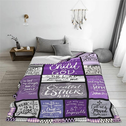 Christian Blanket Gift for Women, Inspirational Throw Blanket for Couch, Soft Lightweight Flannel Blanket, 40"x 50" Thoughts and Prayers Blankets for Bedroom Sofa Living Room Decoration