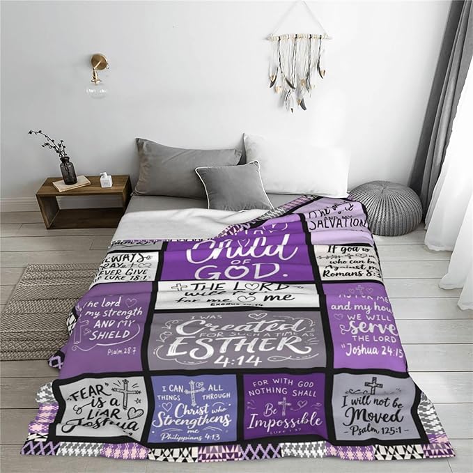 Christian Blanket Gift for Women, Inspirational Throw Blanket for Couch, Soft Lightweight Flannel Blanket, 50"x 60" Thoughts and Prayers Blankets for Bedroom Sofa Living Room Decoration