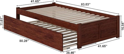 AFI Concord Twin XL Size Platform Bed with Footboard & Twin XL Trundle in Walnut