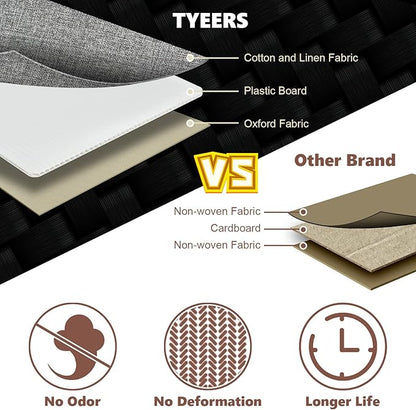 TYEERS Extra Large Collapsible Storage Bins with Lids and Compartments, Washable, Fabric Storage Boxes, 21.7x13x11.8 inches, 1 Pack, Gray