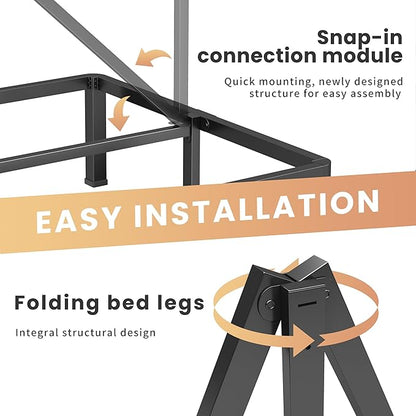 12 Inch King Heavy Duty 3500 lbs Bed Frame with Round-Corner Legs & Anti-Squeak Design – Quick Assembly Metal Platform, No Box Spring Needed