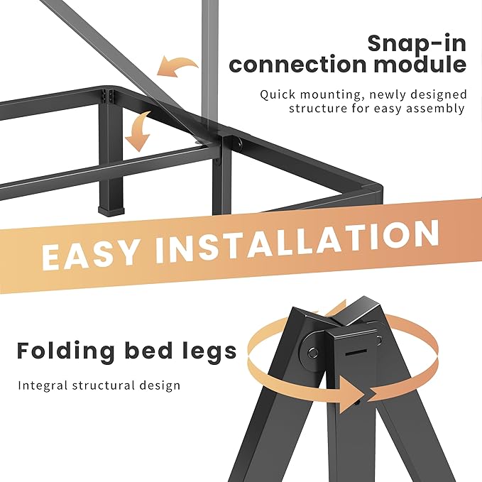 12 Inch Full Heavy Duty 3500 lbs Bed Frame with Round-Corner Legs & Anti-Squeak Design – Quick Assembly Metal Platform, No Box Spring Needed