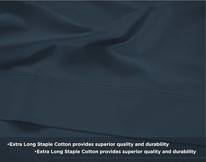 LANE LINEN 100% Cotton Sheets King Size – 600 Thread Count King Size Bed Sheets, Hotel Luxury Soft Silky Sateen Weave, Durable for Year Round Use, Fully Elasticized 15" Deep Pocket – Estate Blue