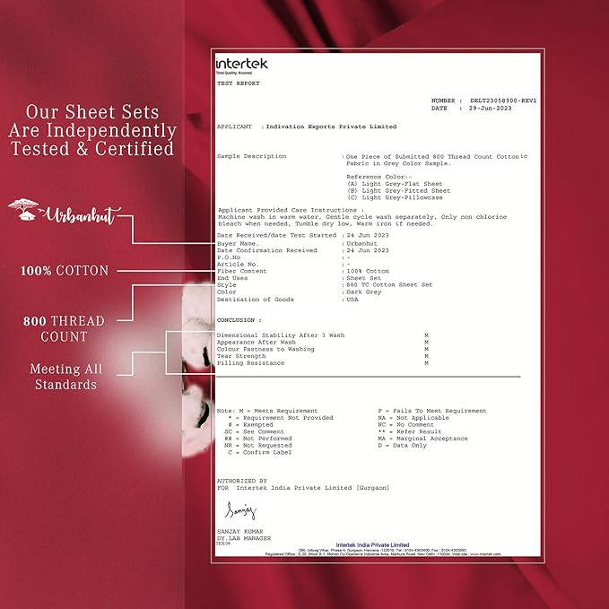 URBANHUT 800 Thread Count 100% Cotton King Size Sheets, Luxury 4 Piece King Bedsheets, Hotel Sheets Sateen Finish - Better Than Egyptian, 16" Elasticized Deep Pocket - Burgundy