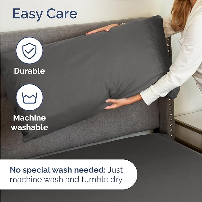 Twin 4 Piece Sheet Set - Cooling, Comfy & Breathable - Hotel Luxury Bedding, Includes Fitted Sheet for Women, Men, Kids and Teens - 1 Flat, 1 Fitted Sheet, 2 Pillowcases with Deep Pockets - Charcoal