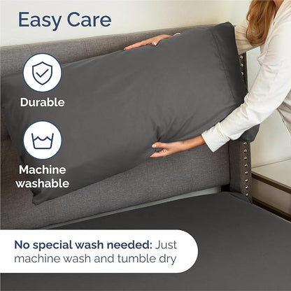 Twin XL 4 Piece Sheet Set - Cooling, Comfy & Breathable - Hotel Luxury Bedding, Includes Fitted Sheet for Women, Men, Kids & Teens - 1 Flat, 1 Fitted Sheet, 2 Pillowcases with Deep Pockets - Charcoal