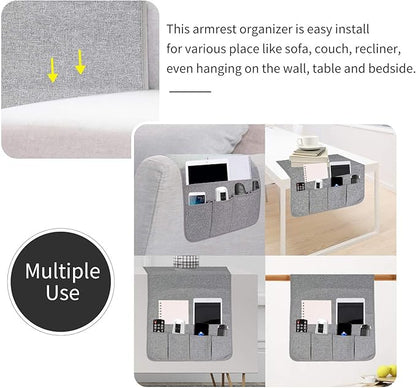 SYSOV Sofa Armrest Organizer, Remote Control Holder for Recliner Couch, Arm Chair Caddy with 6 Pockets for Magazine, Tablet, Phone, iPad