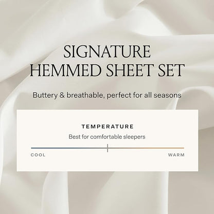 BOLL & BRANCH Signature Hemmed Sheet Set - King + Standard, White - Luxury 100% Organic Cotton - Includes 1 Flat, 1 Fitted, 2 Standard Size Pillowcases - Buttery Soft