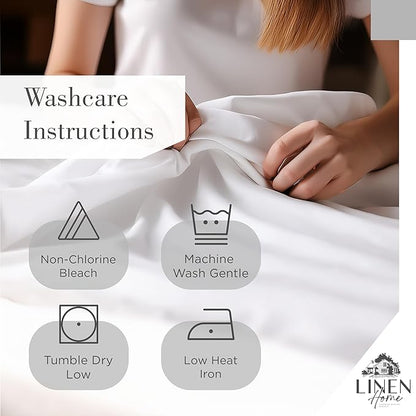 Linen Home 100% Cotton Printed Percale Sheets California King Size, Deep Pocket, 4 Pieces Set - 1 Flat, 1 Deep Pocket Fitted Sheet and 2 Pillowcases, Crisp Cool Bed Linen, Grey Silhouette Floral