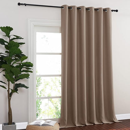 NICETOWN Blackout Curtain for Patio Door, Grommet Top Sliding Door Panel Thermal Insulated Bedroom Blackout Curtain for Villa/Hall/Parlor (Cappuccino, 1 Panel, 80" W x 95" L)