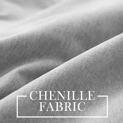 Macochico 100% Blackout Chenille Curtains Thermal Insulated Noise Reducing Velvet Draperies for Living Room Bedroom Hotel Apricot Grey Blackout Curtains Grommet Top with Tieback 84" Wx84 L 1 Panel