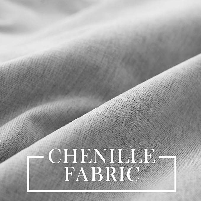 Macochico Extra Wide 100% Blackout Chenille Curtains 100" Wx102 L Thermal Curtains for Sliding Door Room Divider Living Room Bedroom Hotel Apricot Grey Blackout Curtains Grommet with Tieback 1 Panel
