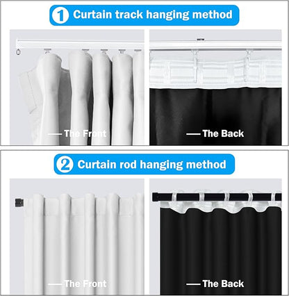 Room Divider Curtains Total Blackout Privacy Curtain Panel Room Thermal Insulated Noise Reduction Curtains for Bedroom Window Living Room Ceiling Track Curtain W 12.5 ft × H 8ft White