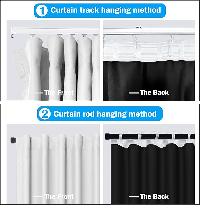 Room Divider Curtains Total Blackout Privacy Curtain Panel Room Thermal Insulated Noise Reduction Curtains for Bedroom Window Living Room Ceiling Track Curtain W 8.3 ft × H 9 ft White