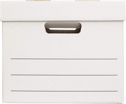 Amazon Basics Medium Duty Storage/Filing Boxes With Lid and Handles, Legal/Letter Size, 12-Pack, White, 16.2" L x 12.5" W x 10.5" H