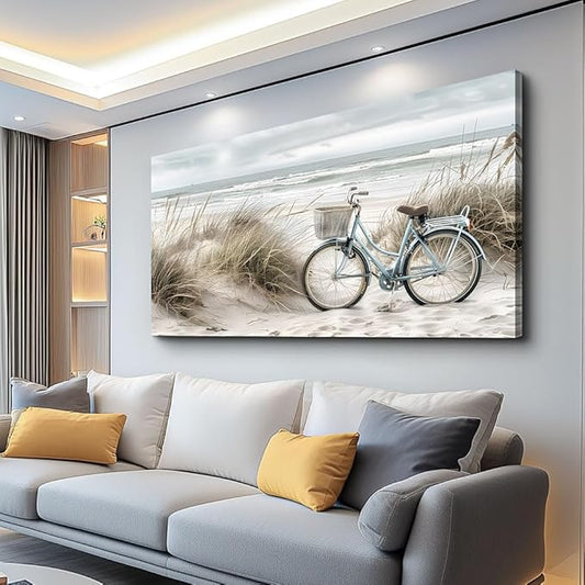 ERQINHUA Canvas Wall Art For Kitchen Dining Room Vintage Decor Lawn Paintings With Marine Beach Landscape Painting Office Living Room Bedroom Decoration Home Decor, Can Be Hung Directly 20 "X 40"