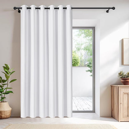 NICETOWN 100% Blackout Curtains Thermal Insulated Room Darkening Drapes Window Long Grommet Light Blocking Blackout Curtain for Living Room Bedroom, 1 Panel, 80 x 90 inch Length, Pure White