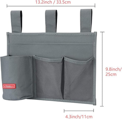 Falaku Hanging Bedside Caddy,Bedside Organizer Caddy for Bed Rails(Classic 4 Pockets-Grey)