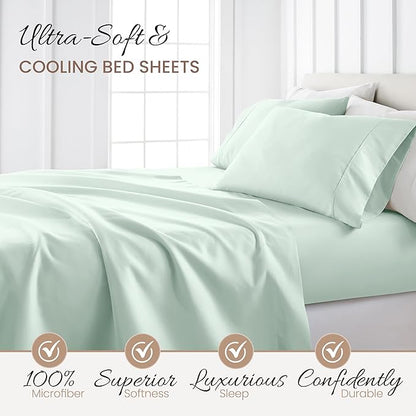 Linen Market Bed Sheets for Twin Size Bed (Mint) - Sleep Better Than Ever with These Soft and Cooling Twin Sheets - Deep Pocket Fits 16" Thick Beds - 3 Piece Twin Sheet Set