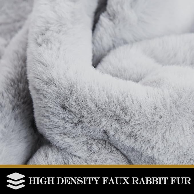 Latepis Grey Rugs for Bedroom 2x6 Furry Runner Rugs Faux Fur Washable Fluffy Rabbit Shag Rug for Living Room Nursery Kids Rug Room Decor Sheepskin