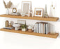 Floating Shelves for Wall, 9.3" Deep Wall Mounted Wood Shelves for Bathroom, Bedroom, Living Room, Kitchen, Hanging Shelf for Books/Storage/Room Decor (Oak, 55")