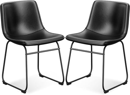 Dining Chairs Set of 8, 18 Inch Faux Leather Kitchen Dining Chairs with Back, Modern Armless Dining Room Chair with Metal Legs for Home Bistro Coffee Shops (Black)