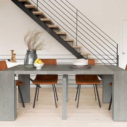 Transformer Table - Solid Wood Extendable Dining Table, Seats 2-12, Extendable Dining Room Table, Space-Saving Furniture, Expandable Dining Furniture (Dark Grey, Table Only)