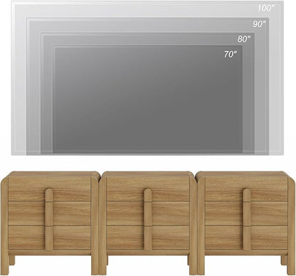 WAMPAT 3 in 1 9 Drawer Dresser for Bedroom, 94.5" Wide Mid Century Modern Wide Chest of Drawer, Wood Tall Nightstand with Curved Edge Handles, Closet Dresser TV Stand for Bedroom, Light Walnut