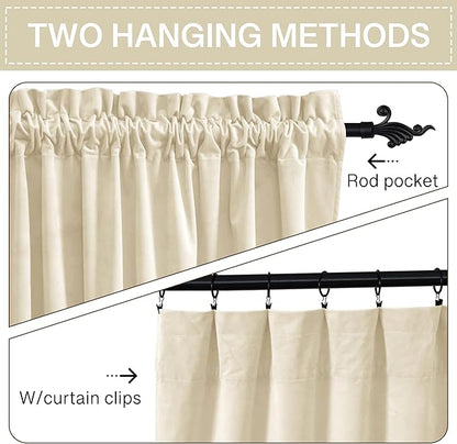 StangH Beige Velvet Curtains 94 inches Long Super Soft Luxury Home Decor Thermal Insulated Light Dimming Drapes for Living Room Sliding Door/Bedroom, W52 x L94, 2 Panels