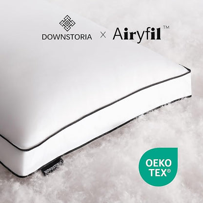 Feather Down Pillows King Size Set of 2 with Gusset, Luxury Hotel Collection Bed Pillow 2 Pack, Down Surrounded Pillows for Sleeping, Firm for Side, Back Sleepers 20x36 in.