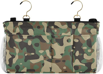 Bedside Caddy Hanging Bunk Bed Caddy Bed Organizer Hanging Pocket with 2 Hooks Bedside Storage Organizer Pocket Bag Holder Camouflage Green