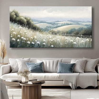Sea of Flowers Canvas Wall Art - Modern landscape Paintings for Living Room, Bedroom Wall Decor, Framed Wall Art for Home or Office Decoration, Large Wall Art 75x150cm(30x60in)