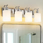 Milk Glass Bathroom Light, 4-Light Vanity Light Fixture, Brushed Nickel Wall Sconce, VL01BNW-4
