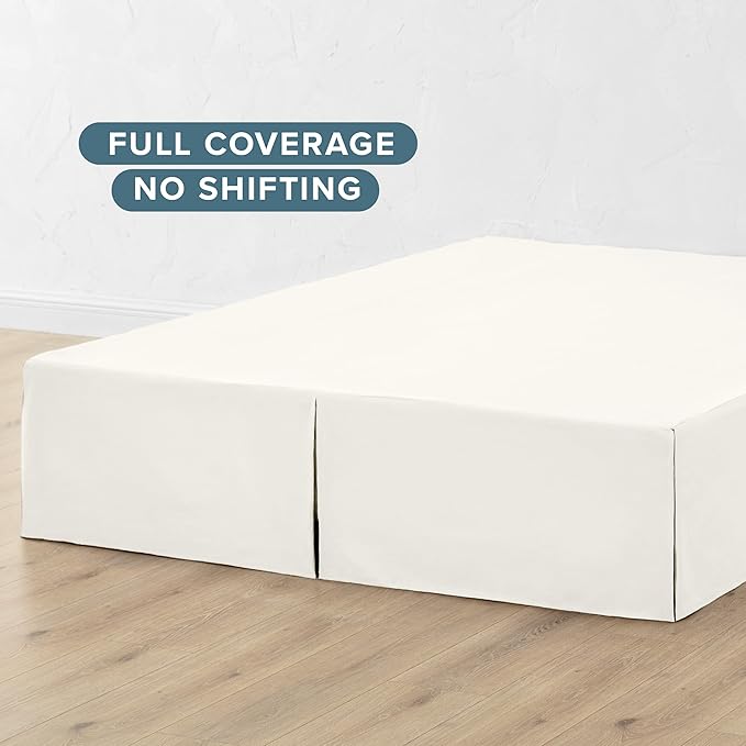 Bare Home Kids Twin Bed Skirt - 15-Inch Tailored Drop Easy Fit - Bed Skirt for Beds - Center & Corner Pleats (Twin, Cream)
