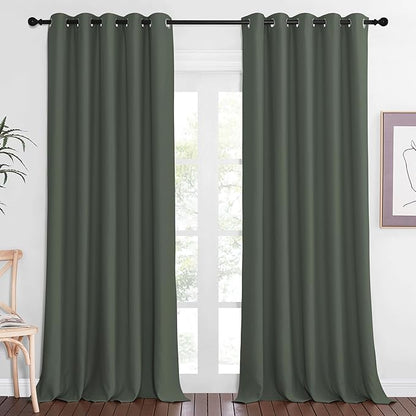 NICETOWN Sliding Door Window Treatment Blackout Patio Door Curtain Panels, Privacy Thermal Drapes for Bedroom Living Room Department with Grommet Top (Dark Mallard, W66 x L110)
