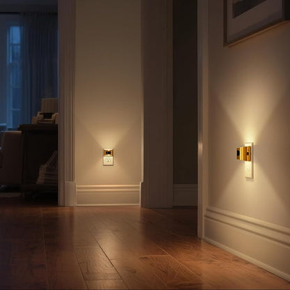 DORESshop LED Night Light[2 Pack], Night Lights Plug into Wall, 3 Mode Plug in Night Light with Motion Sensor, Dusk to Dawn Sensor, Nightlights for Adults, Bedroom, Bathroom, Hallway, Golden Cover