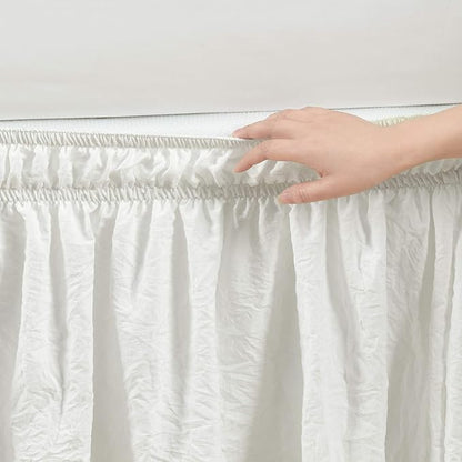 Lush Decor Ruched Ruffle Elastic Easy Wrap Around Bed Skirt Single Twin/Twin XL/Full Off White - Twin Bed Skirt - Dust Ruffle - Cream Bedskirts