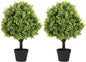 27“ Realistic Artificial Boxwood Topiary Trees Set of 2, Faux Plants Outdoor UV-Resistant, Fake Evergreen Bushes & Shrubs for Front Porch Outside Planter Decor